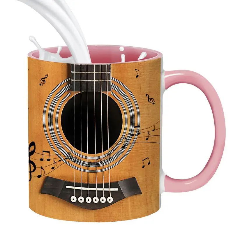 Taza de café con diseño de guitarra de cerámica, vaso de agua de instrumentos musicales, bajo, para mesa, 350ml