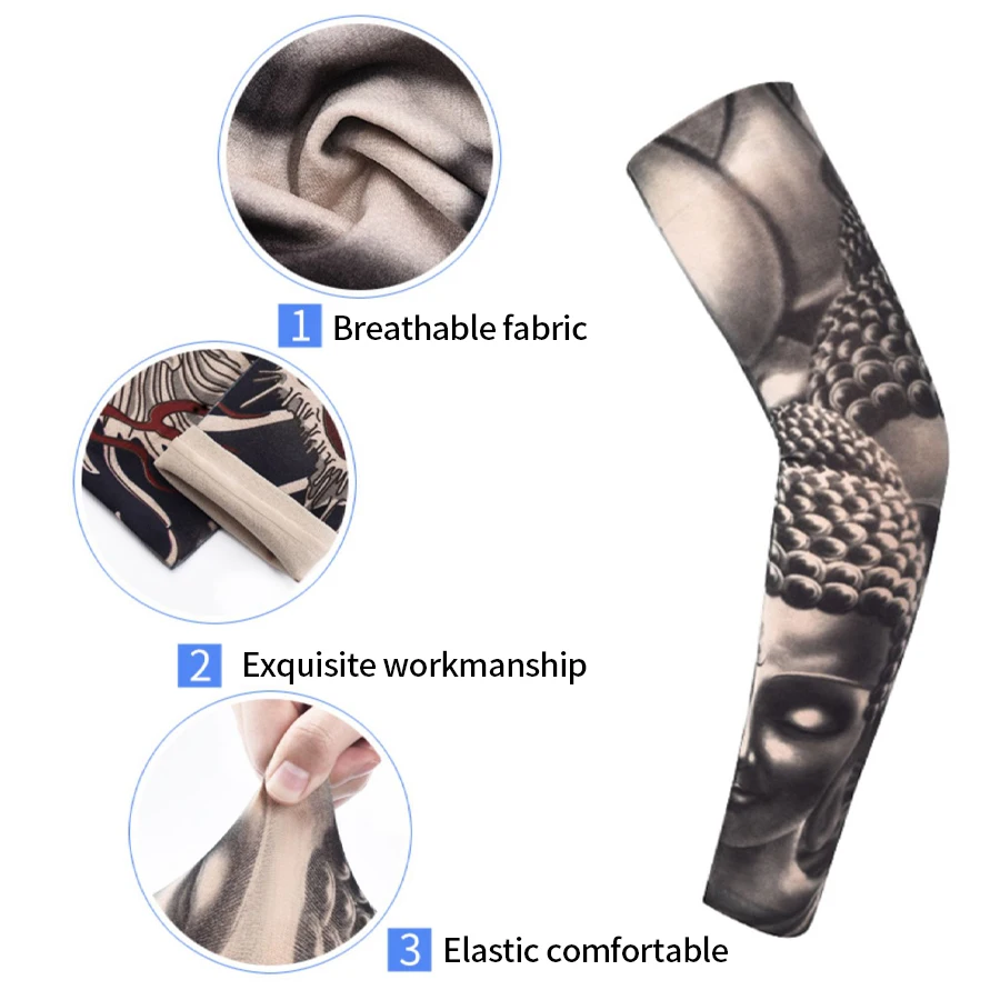 2 paires de manchons de bras de course en plein air résistants aux UV à séchage rapide pour hommes et femmes avec protection de la peau, manchons de tatouage en nylon
