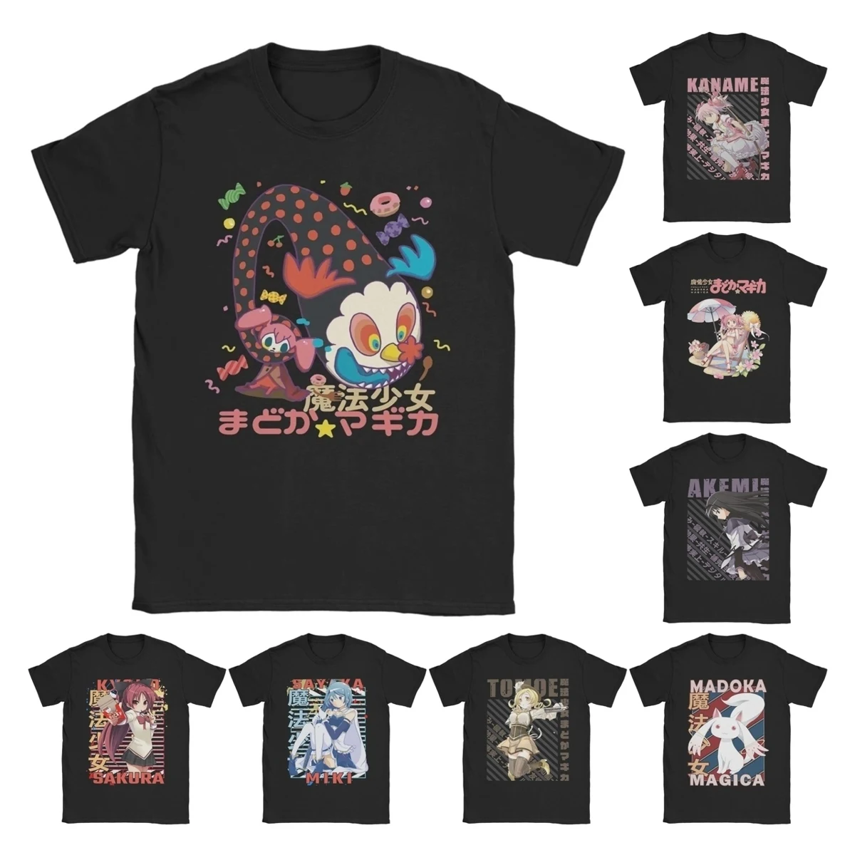 Dessert Witch Charlotte T-Shirt Herren Baumwolle Casual T-Shirts Rundhalsausschnitt Madoka Magica Anime T-Shirts Kurzarm Kleidung Geschenkidee