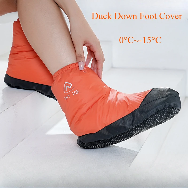 Winter Warm Down Foot Outdoor Hiking Duck Down Shoes Cover Camping Travel 600FP Waterproof Ultralight Socks 0°C~-15°C