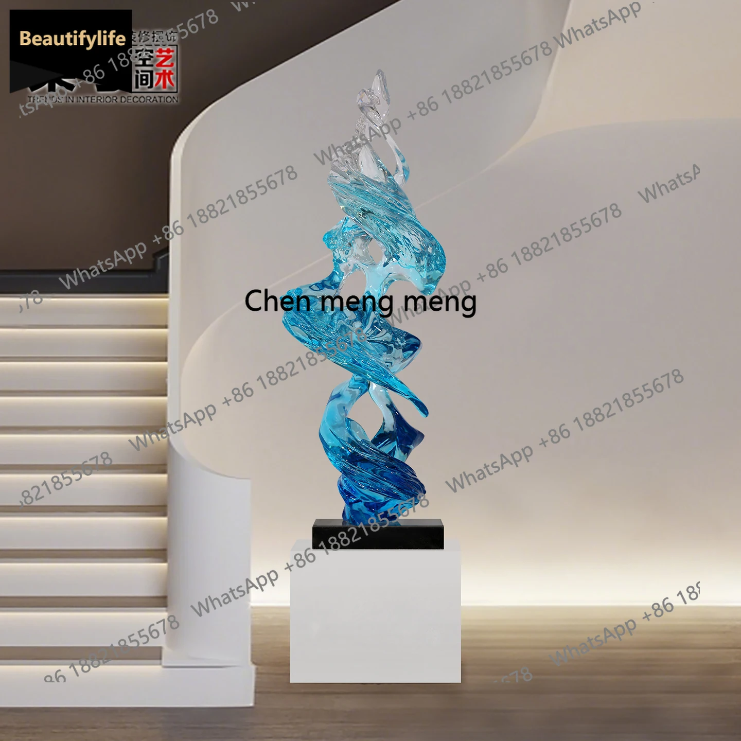 

M85 Entrance TV cabinet ornaments transparent resin hotel lobby sculpture high-end decoration