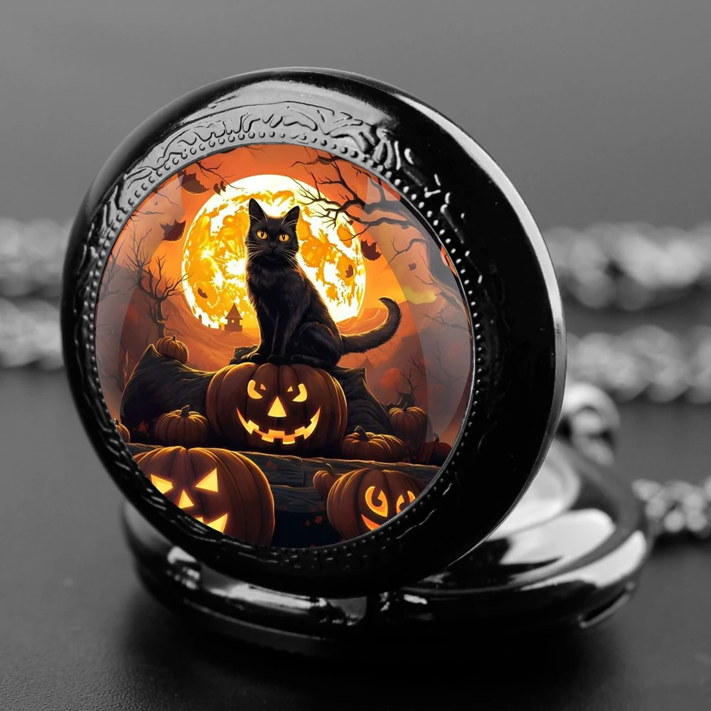 Reloj de bolsillo con colgante de cuarzo para hombre y mujer, pulsera con cadena, Estilo Vintage, para Halloween