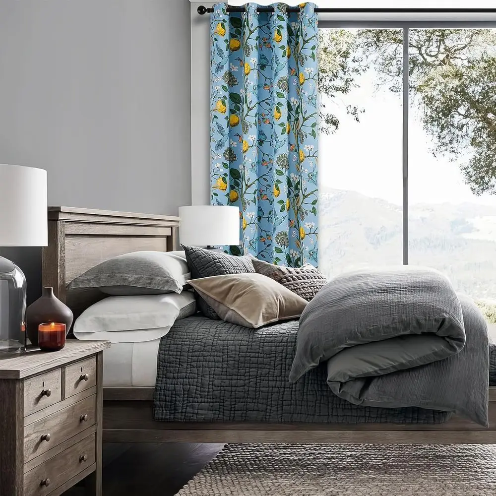 Rideaux floraux et colibri aquarelle Style ferme 96 avec occultant et isolation thermique pour le salon