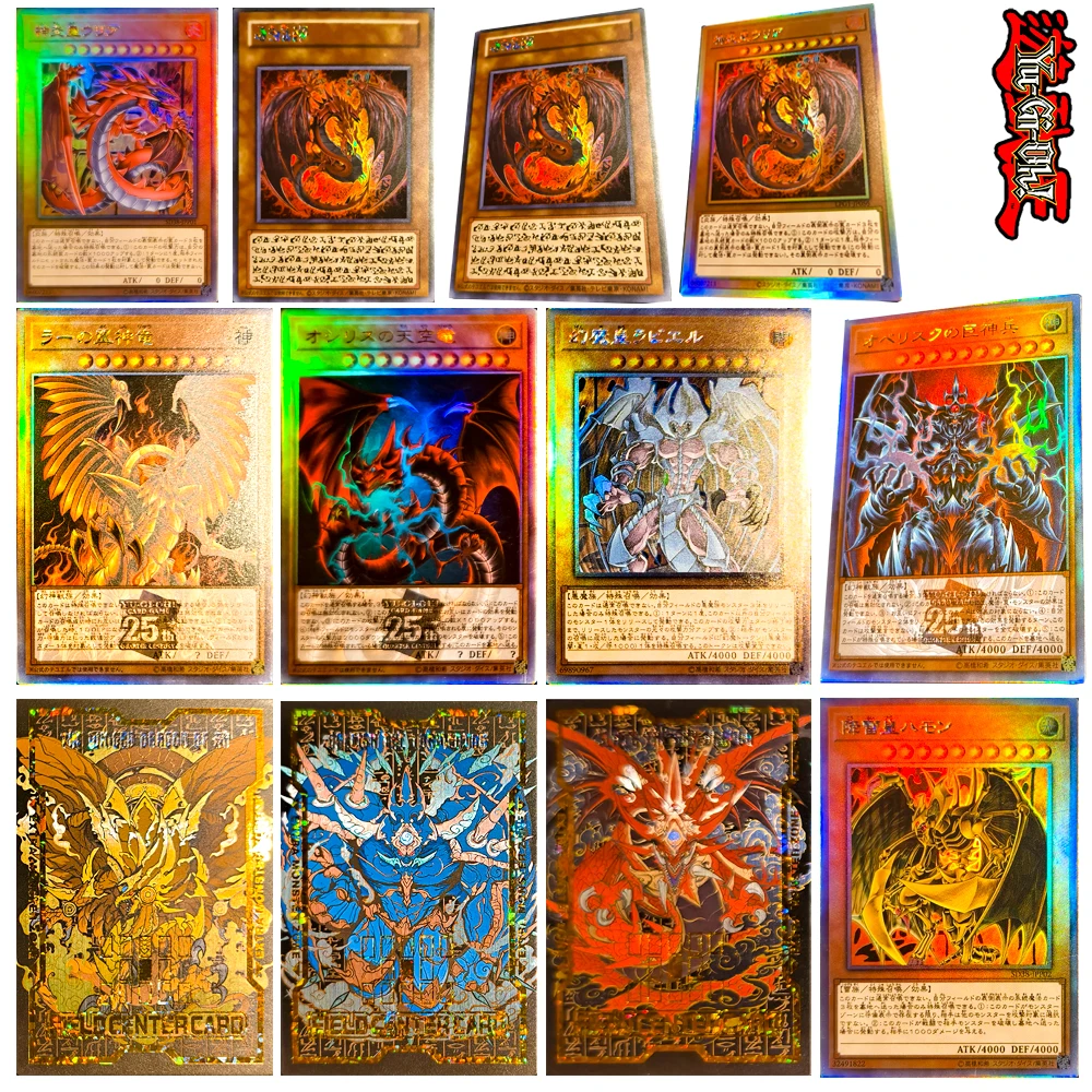 

Yu-Gi-Oh Obelisk the Tormentor The Winged Dragon of Ra Slifer the Sky Dragon DIY 3 шт./компл. Радужная фольга коллекционная открытка подарки
