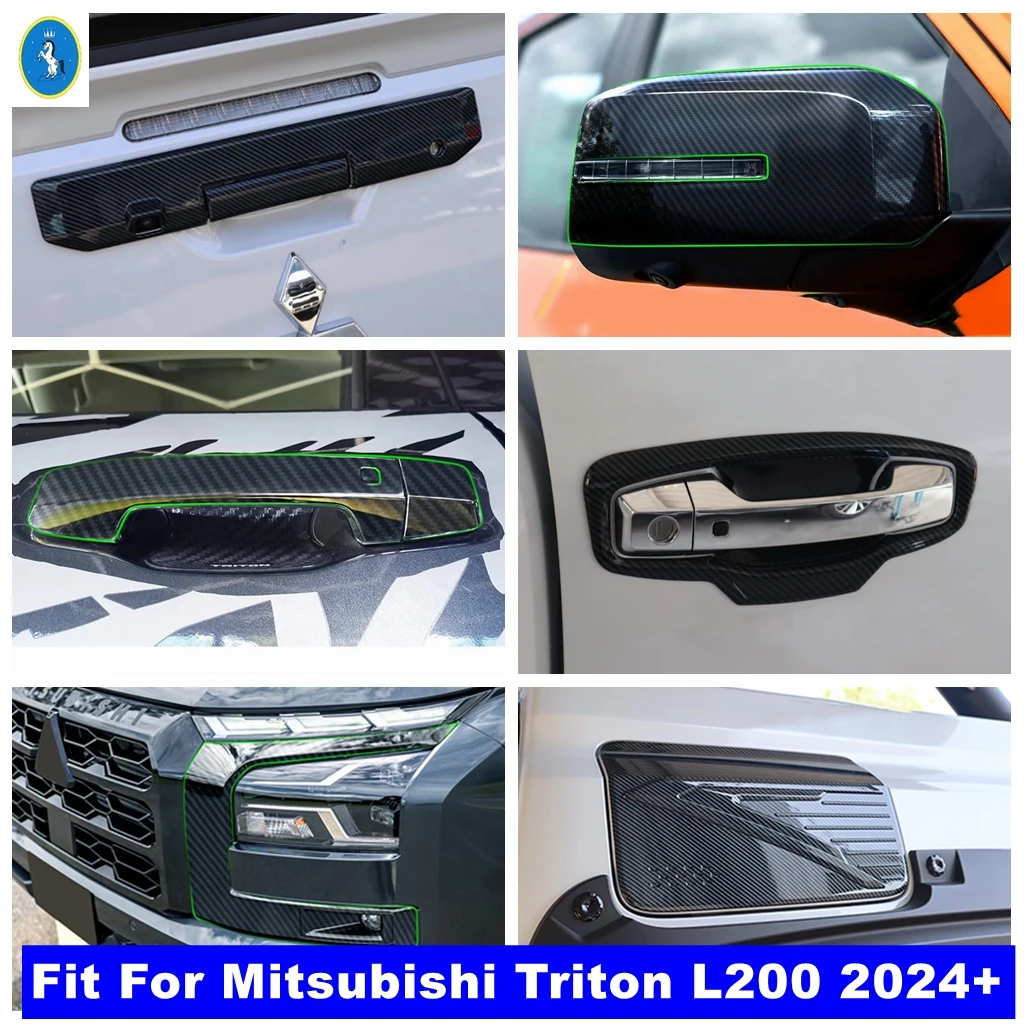 

ABS Car Door Handle Bowl / Front Fog Light Eyebrow / Fuel Tank Decor Cover Trim Accessories For Mitsubishi Triton L200 2024 2025