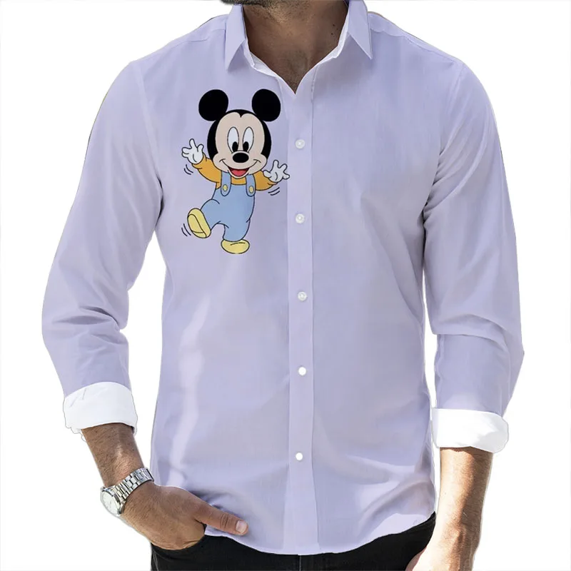 Haut décontracté à manches longues imprimé dessin animé Disney pour hommes, revers, coupe couvertes, marque Winnie l'ourson, automne 2022, nouveau