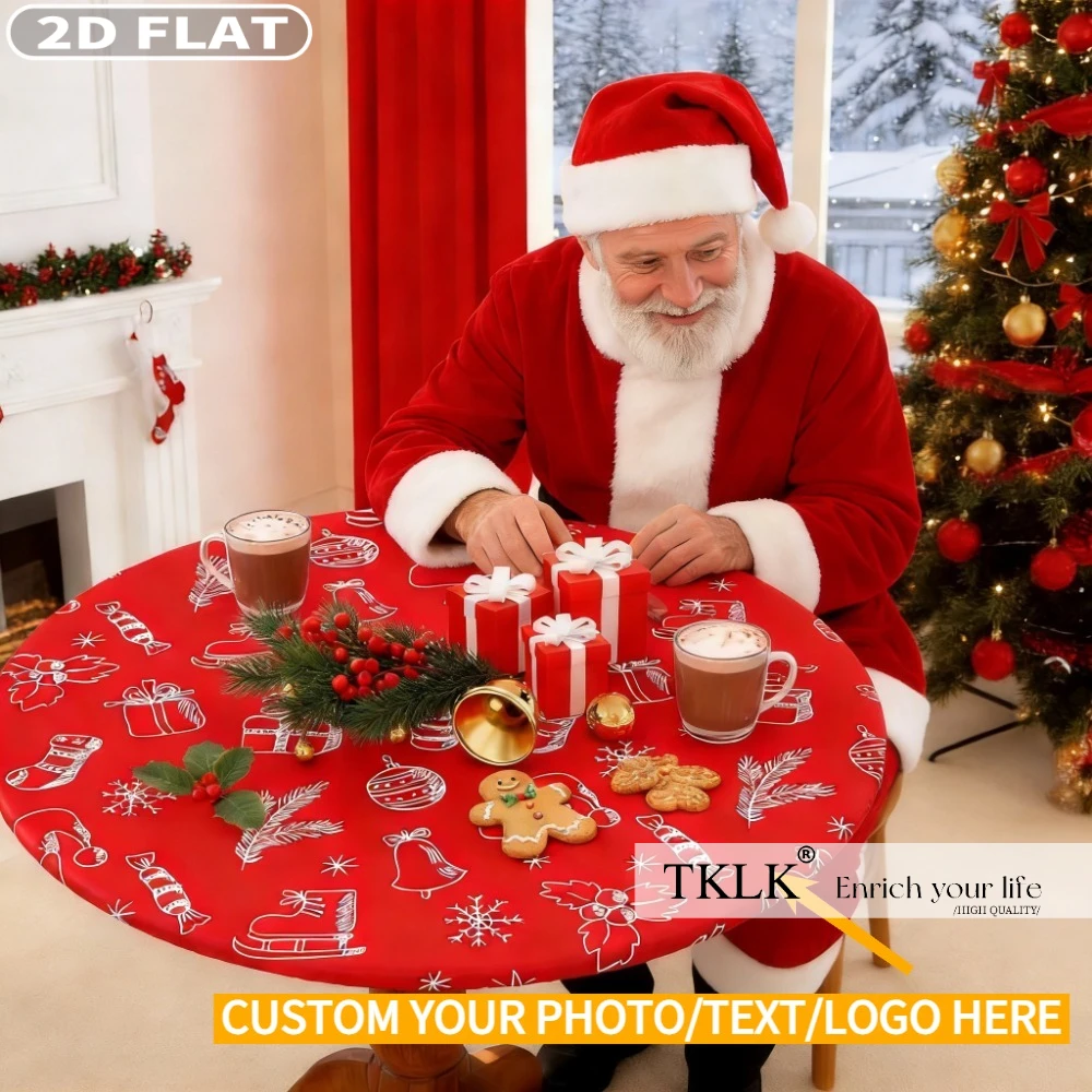 2D FLAT 1pc Custom Round Spandex Table Cover- Personalized with Photo, Text & Logo