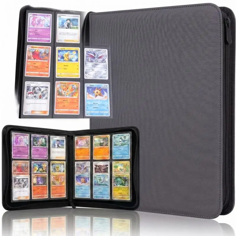 9-Pocket Trading Card Binder 360 Pockets Zipper Card Album Dustproof Card Collector With Hand Strap For Game Cards Storage