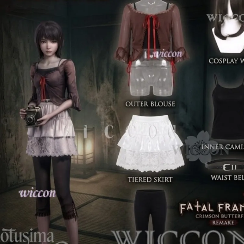 Disfraz de Amakura Mio Cosplay del Juego de Terror FATAL FRAME II: Crimson Butterfly REMAKE, Disfraz de Anime, Estilo Gótico Lolita Negro