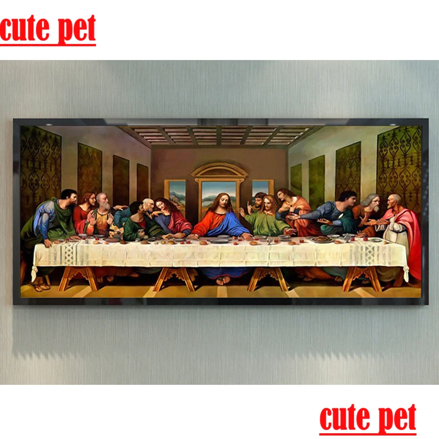 

Large rhinestone DIY Diamond Painting The Last Supper Crystal Diamond Painting Jesus Cross Stitch diamond mosaic Home Decorative