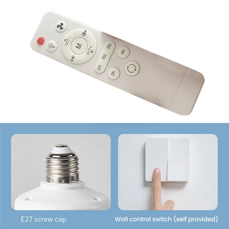 AB46-Socket Fan Light Small Ceiling Fan With Light And Remote, Screw In Ceiling Fan Light For E27 Base, For Bedroom Kitchen Dura