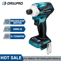 Drillpro 1/4 Inch 4-Speed Cordless Brushless Electric Drill Screwdriver Driver Power Tool for Makita 18V Battery