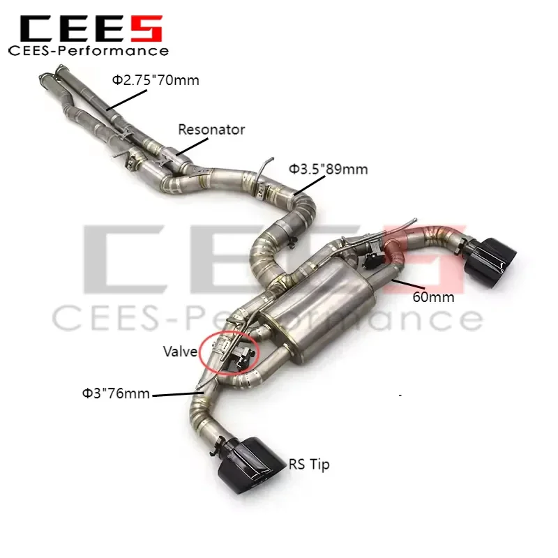 

cees Valvetronic for Audi RS3 TTRS 2.5T (2017-2023) Original Color Muffler Auto Sport Catback With Front Pipe Exhaust Pipe