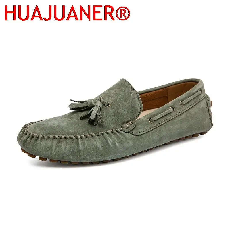 

Spring Summer New Men's Loafers Fashion Tassel Comfortable Flat Casual Shoes Men Breathable Slip-On Soft Suede Driving Shoes