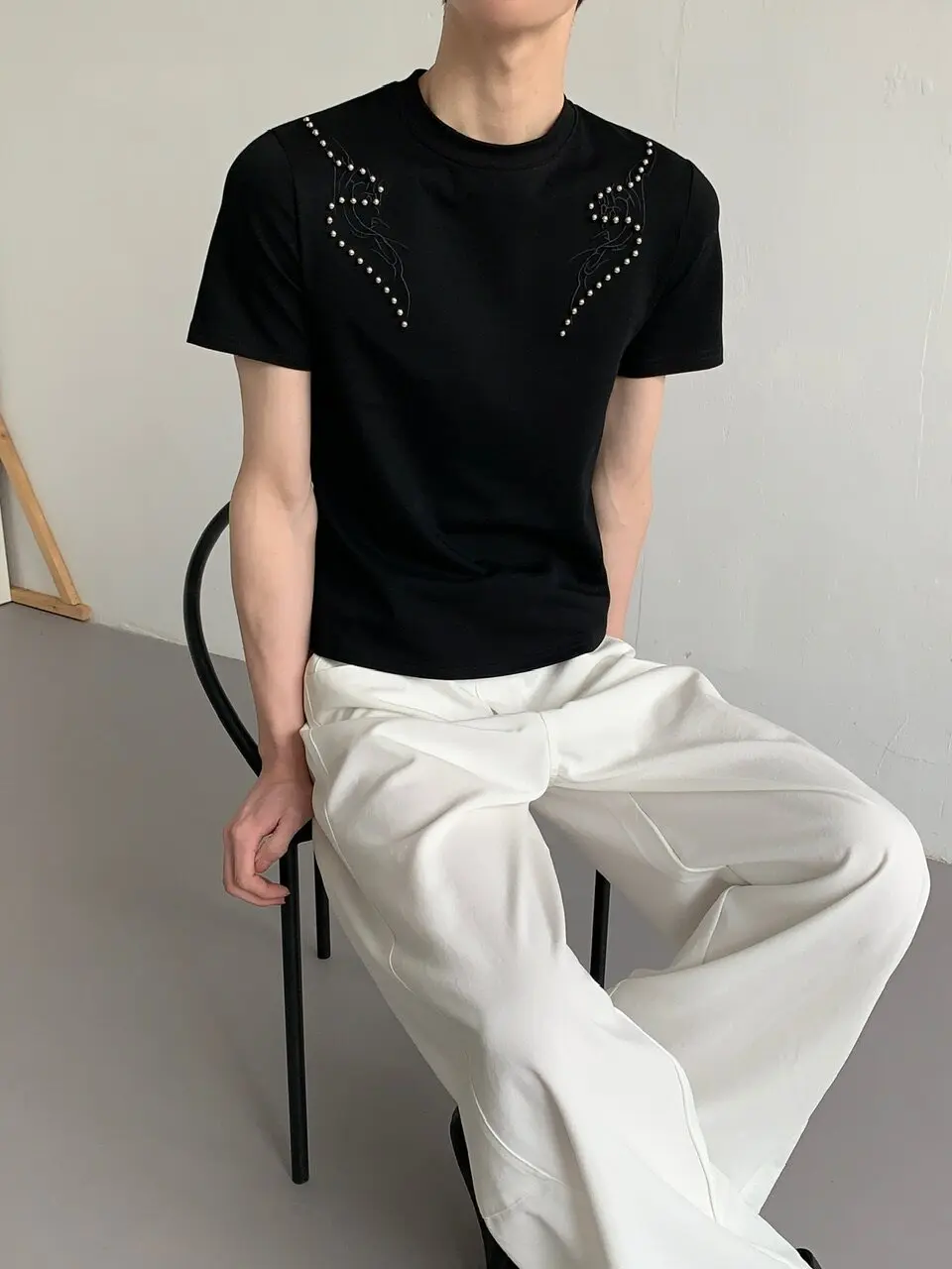 Men's 2026 Summer New Metal Rivet Short Sleeve Round Neck Tops Loose Comfort Handsome T-Shirts Trendy Personality Stylish Tees