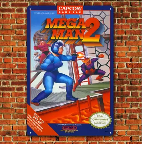 Mega Man 2 Nes Retro Videojuego Cartel de metal Cartel de chapa (tamaño 20x30 cm)