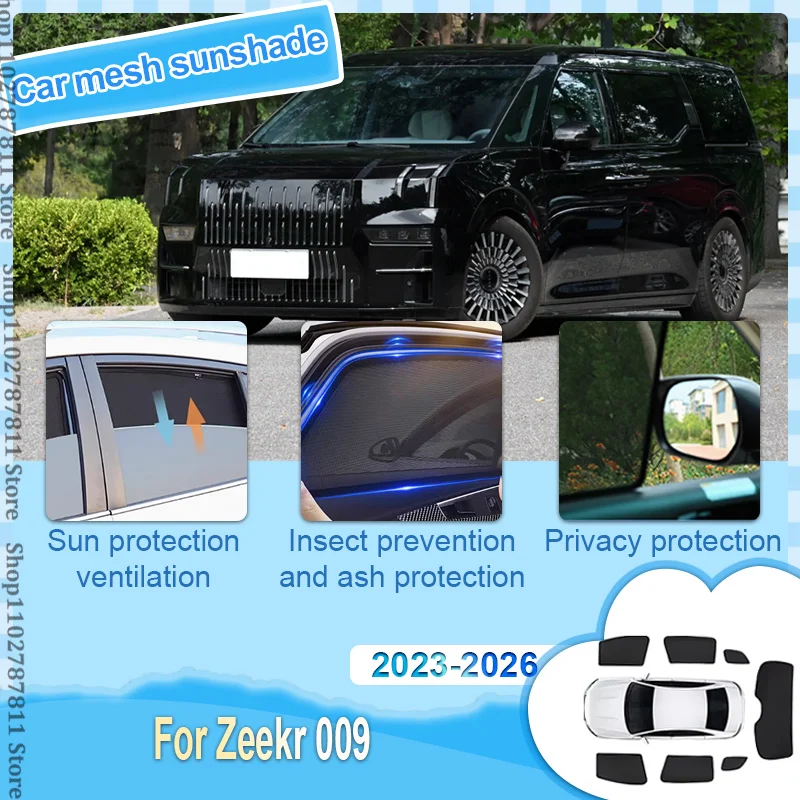 

For Zeekr 009 2023 2024-2026 Car Mesh Shades Window Sunshades Sunscreen Privacy Curtains Sun Visors Mosquitos Auto Accessories