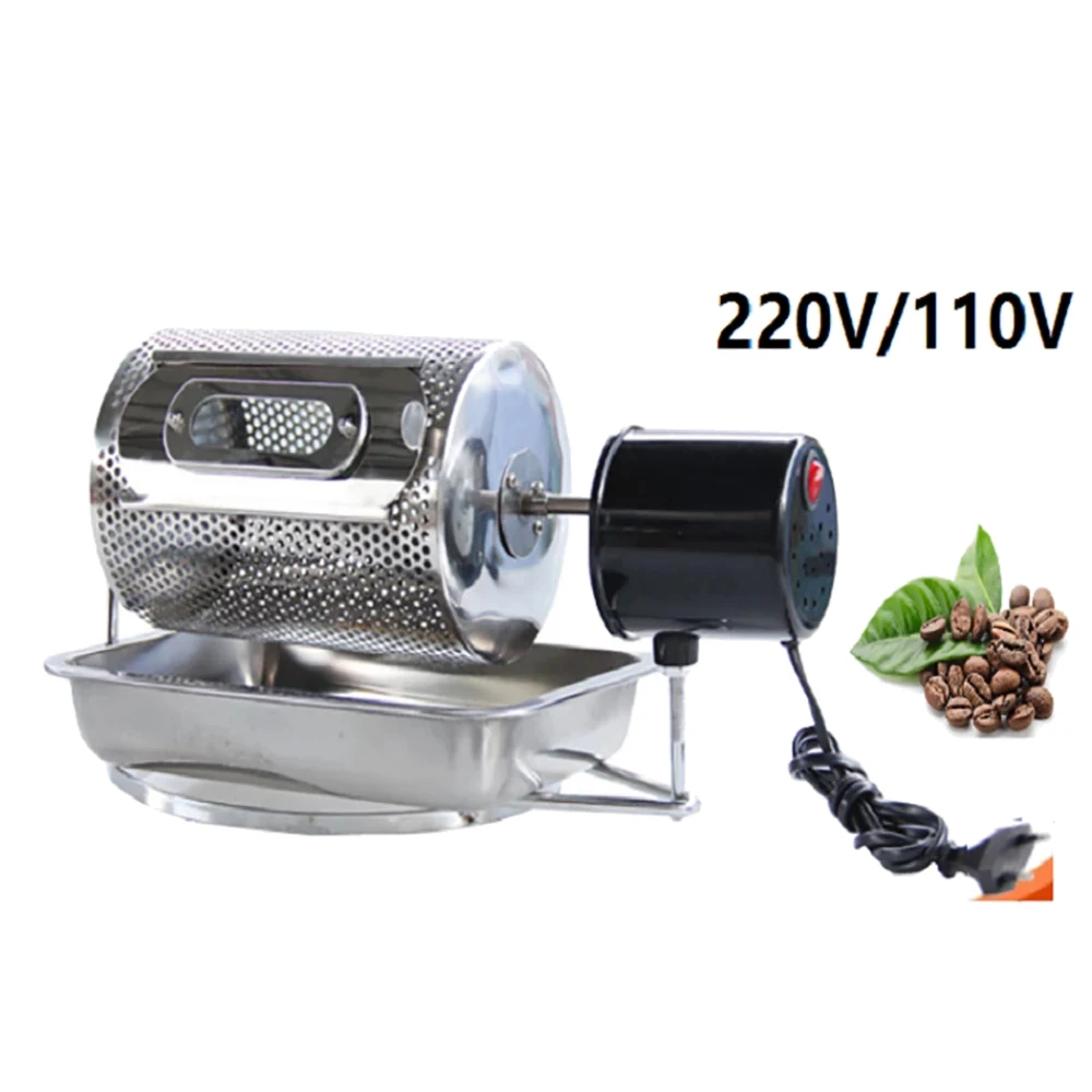 AC 110V/220V Electric Coffee Roaster Stainless Steel Coffee Bean Roast Machine Popcorn Nuts Grains Beans Baking Rotation 40W