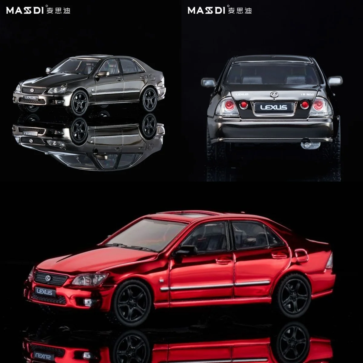 MASDI 1/64 IS300 electroplated Red Bite Shark simulation alloy car model