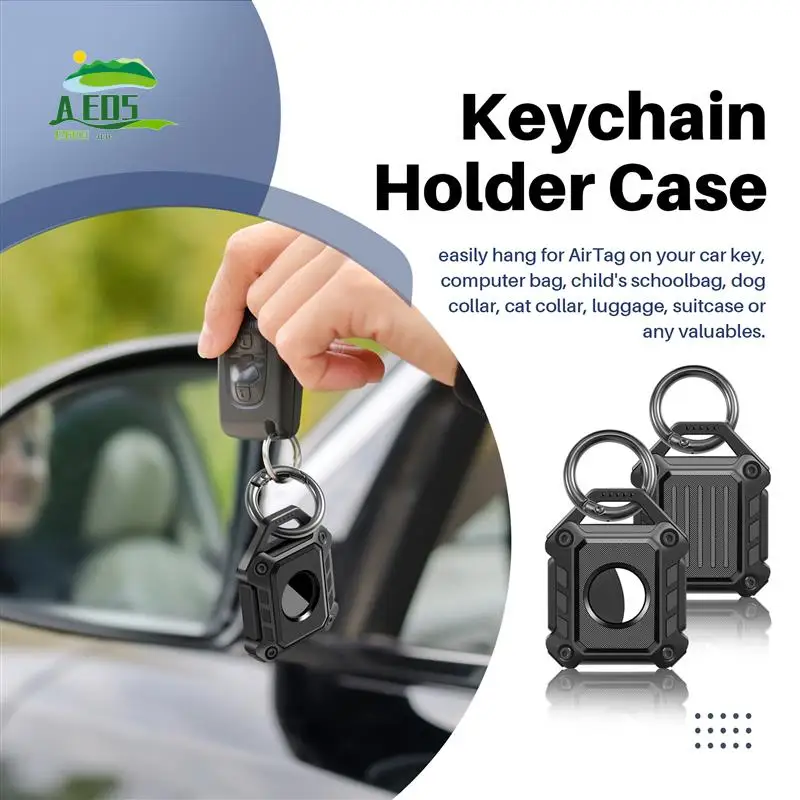 

AED5-2 Pack Keychain Holder Case For Airtags , For Luggage, Keys, Bags, Dog Pet Collar