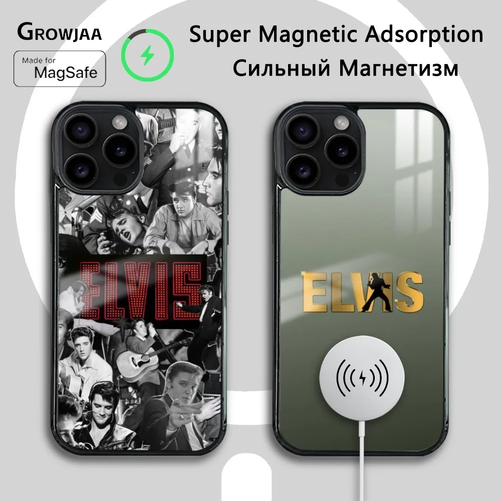 E-ElviS P-Presley Singer Phone Case For IPhone 16 15 14 13 12 11 Pro Max Plus Mini Magsafe Mirror Wireless Magnetic Cover