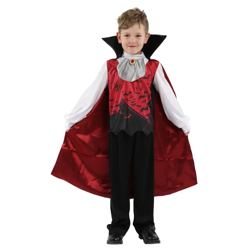 Kids Count Dracula Gothic Vampire Costume Children Carnival Party Halloween Fantasia Prince Vampire Cosplay Clothes For Boy Girl