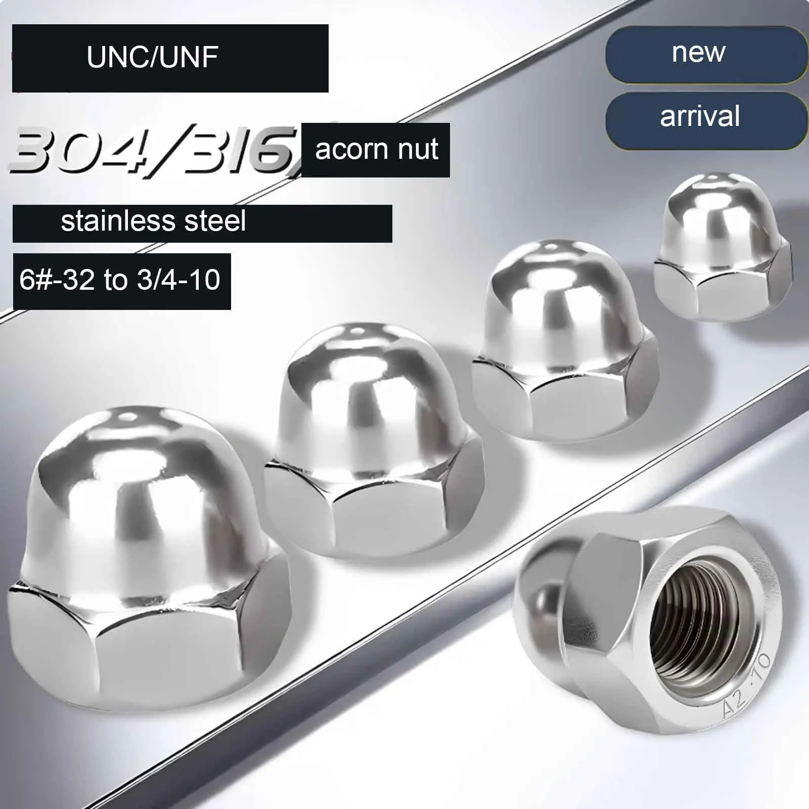 1/20pcs 304/316 Stainless Steel Imperial Domed Cap Nut Round Head Decorative Cover Nut UNC/UNF Thread