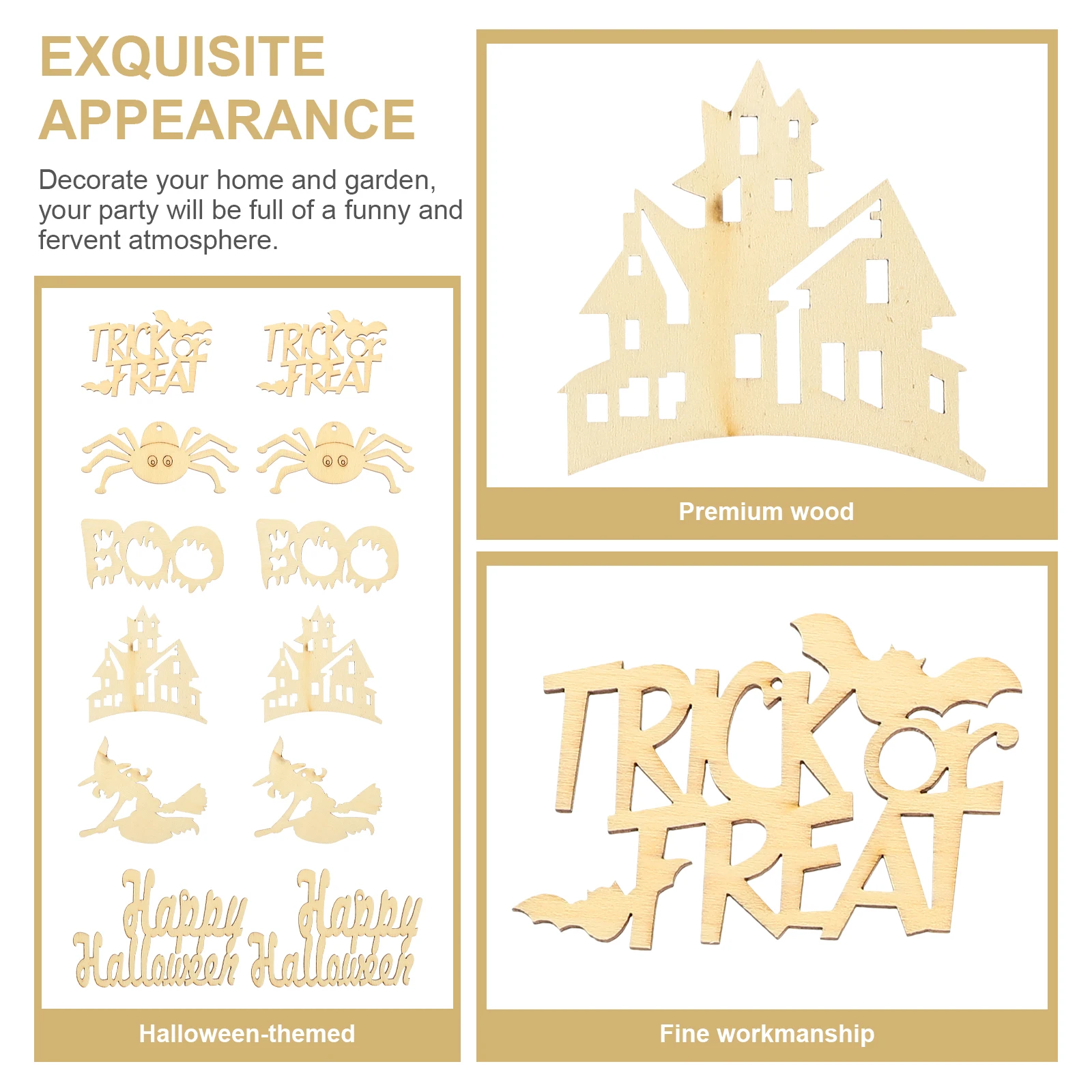 

600Pcs Halloween Wooden Cutouts Blank Wood Chips DIY Craft Supplies Halloween Wood Decorations DIY Accessories