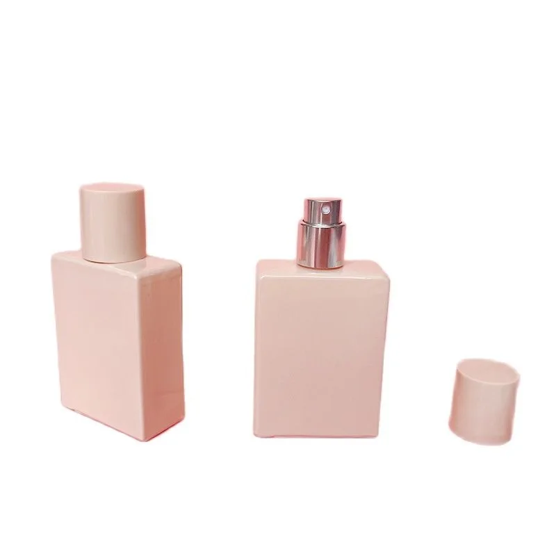 30ml Empty Glass Perfume Bottle Pink Square Atomizer Cosmetic Container Portable Fragrance Perfume Spray Bottle 10pcs/lot