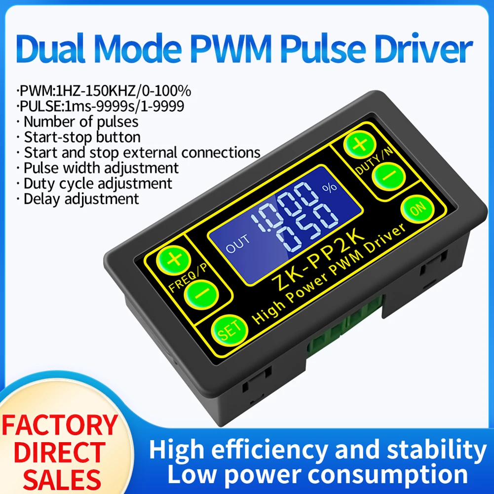 ZK-PP2K Dual Mode Signal Generator PP2K PWM Motor Speed Controller Regulator 8A 150KHz Frequency Duty Cycle Adjustable Generator