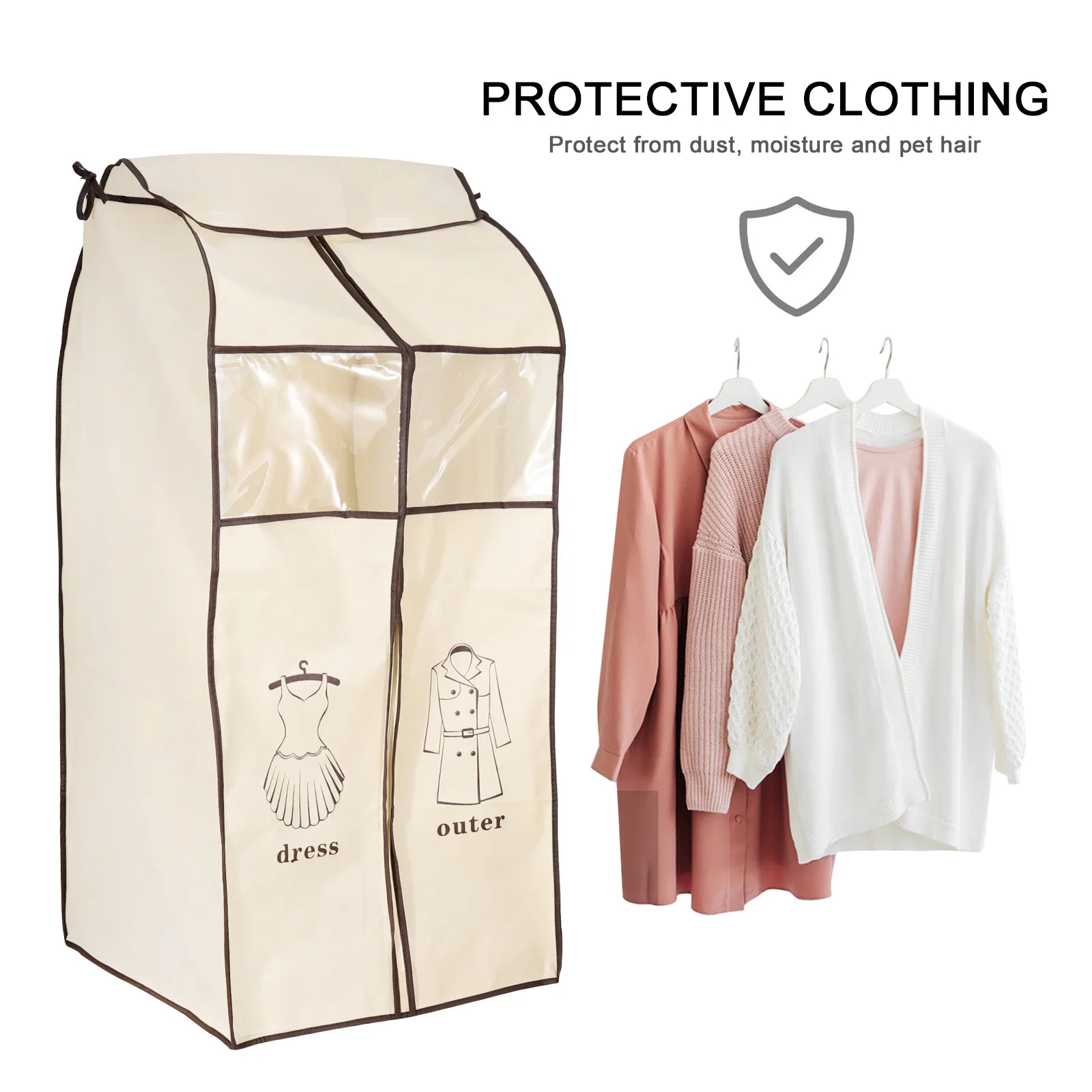

1pc Folding Clothes Cover Dust Moisture Pet Hair Proof Storage Bag For Suits Shirts Coats Hanging Travel Organizer Home Use