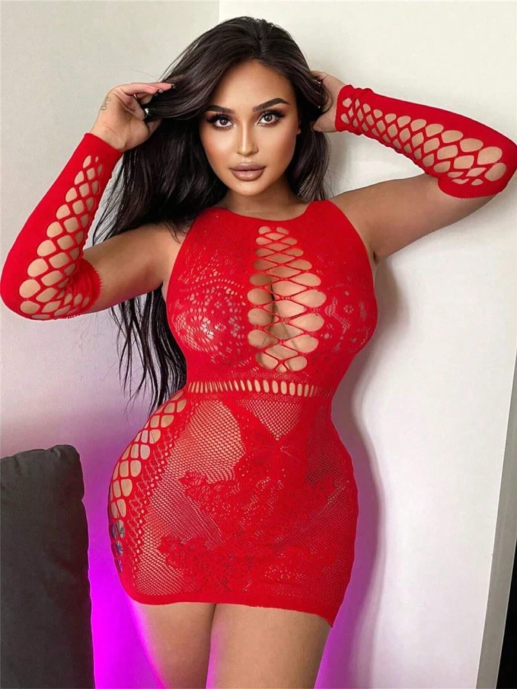 1PC Sexy Lingerie Body Stocking For Music Festival Open Crotch Hollow Out See Through Cover Up Bodystocking Without Underwear B