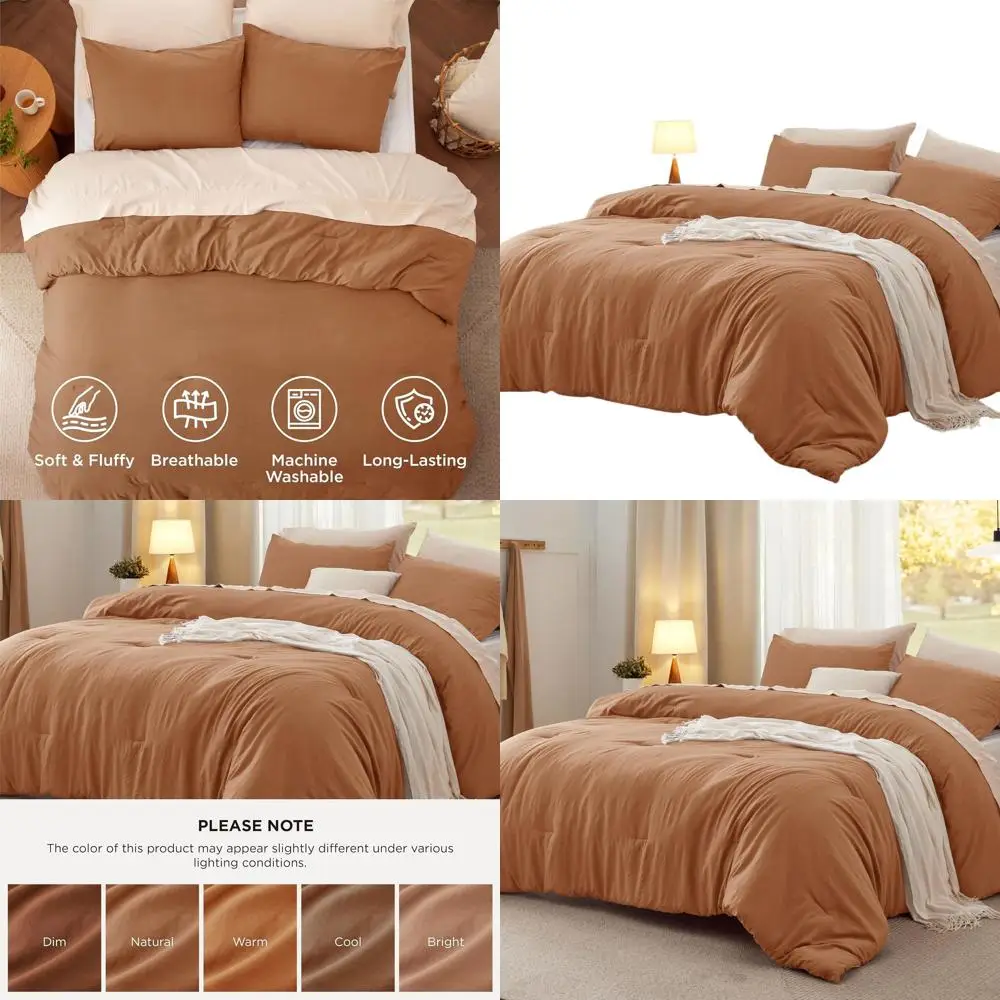 

Комплект из мягкого предварительно стираного одеяла Pumpkin: всесезонное постельное белье из трех предметов с легким пуховым покрытием и наволочками.