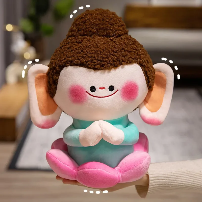 30CM Adorable Cartoon Smile Baby Buddha Sitting on Lotus Plush Toys Soft Comfy Doll Creative Gift Happy Birthday Party Decor Kid