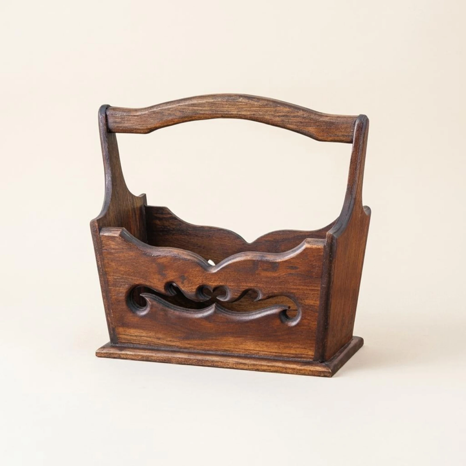 

Wooden Fruit Basket Handmade Look Rustic Wooden Basket Rustic Fruit Holder Easy to Carry Home Decor Item Decorative