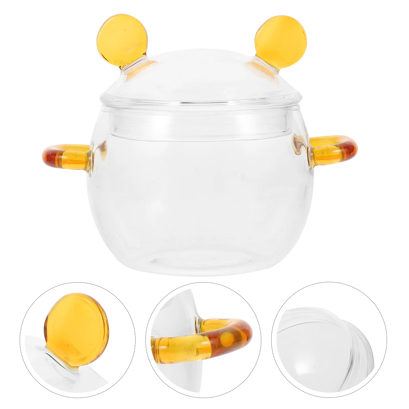 

Glass Soup Pot Heat Resistant Double Handle 400ml Cooking Pot Soup Stew Noodle Kitchen Cookware Kitchen Noodle Cooker