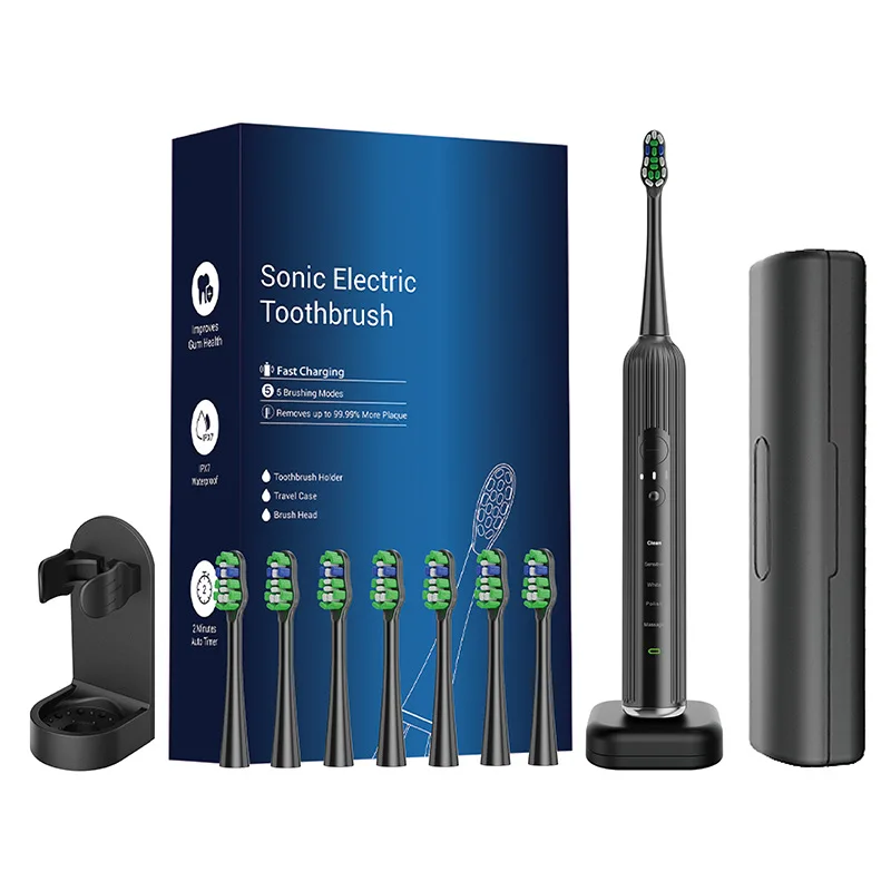 

Electric Toothbrush For Adults With 7 Replacement Heads, Ultra Soft Bristles - Oral Care For Men Women, Home And Travel