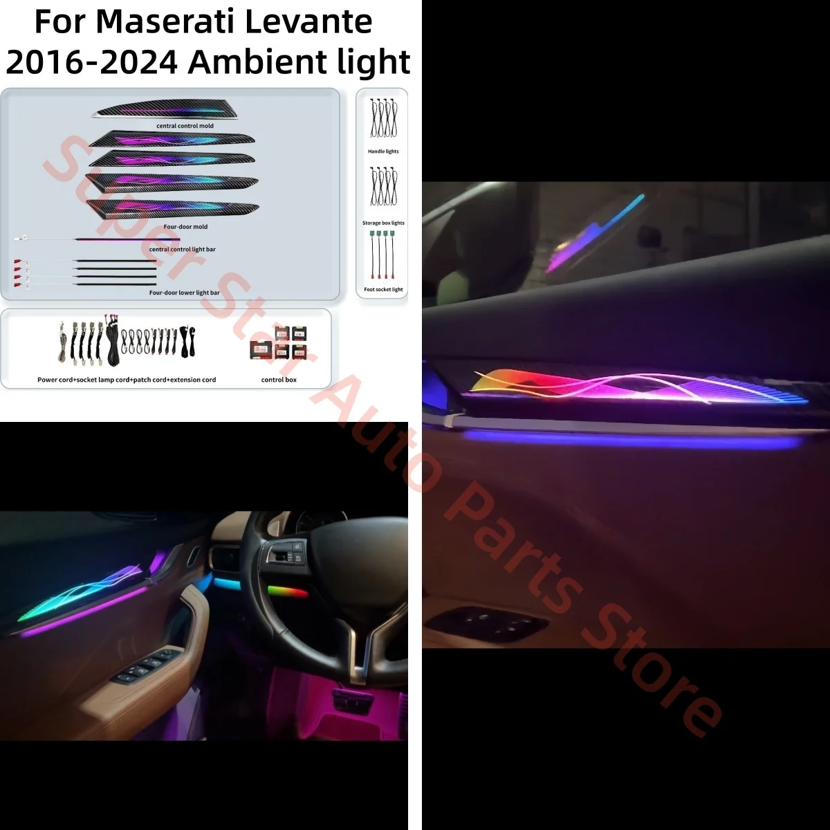 Ambient Light For Maserati Levante Automotive interior lighting upgrade car accessories Interior trim strip carbon fiber grain