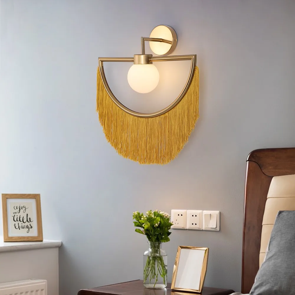 Wink Wall Lamp Nordic colorful Tassel Light designer Glass Ball  Background Lights Living Room Hotel Led hanging bedside lights