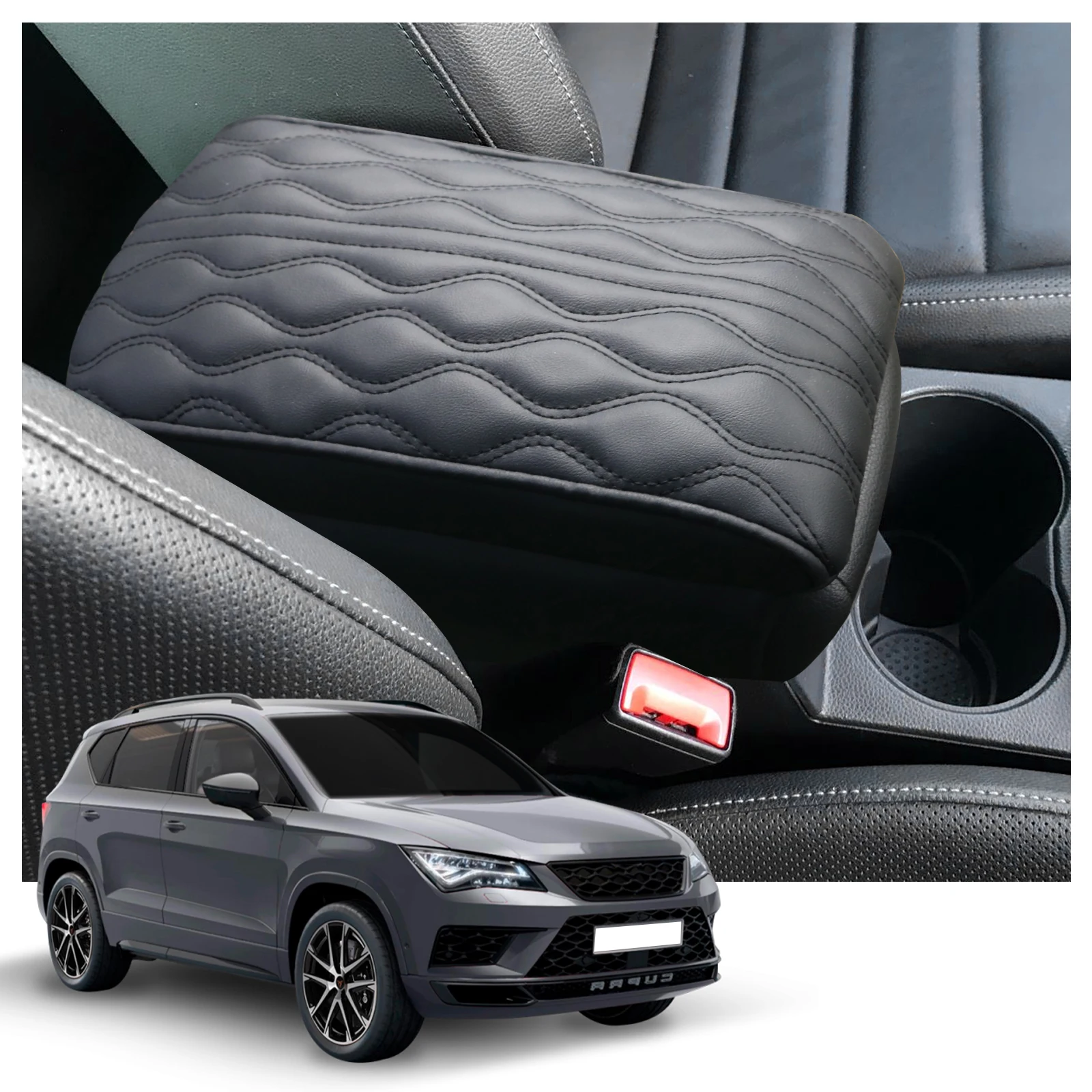 LFOTPP Car Armrest Box Cover for Ateca 2016-2022 Central Control Container Pad Auto Interior Dedication Protection Accessories