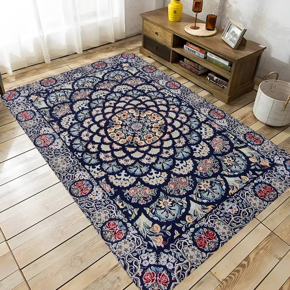 Vintage Red Persian Carpet Door Mat Anti-slip Absorb Water Long Strip Cushion Bedroon Mat Bedside Mats