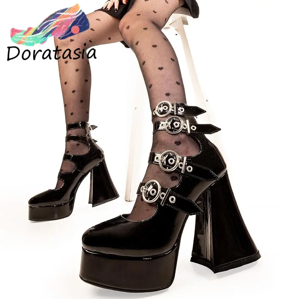 DORATASIA 2022 Cosplay Brand New Goth Lolita różowa moda damska platforma buty na obcasie czółenka Mary jane buty w dużych rozmiarach