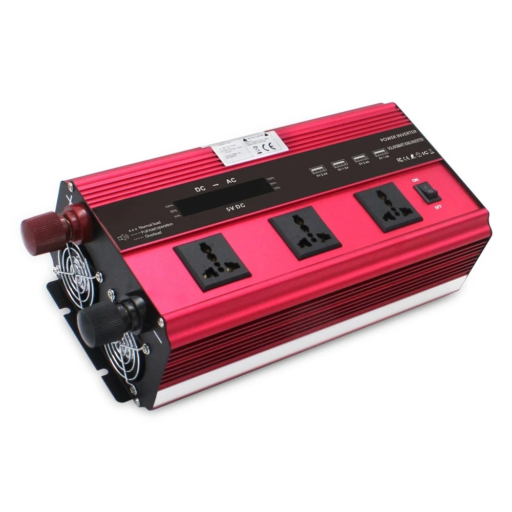 

2500 Вт 5000 Вт инвертор с ЖК-дисплеем, модифицированный синусоидальный автомобильный инвертор, уличный инвертор для США/Великобритании/ЕС/Австралии/универсальных розеток