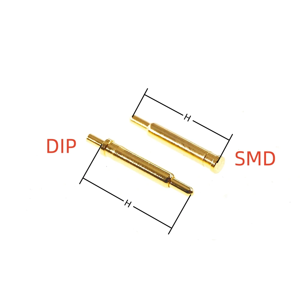 Pogo Pin DIP SMD, montaje de alta corriente, chapado en oro, 5 - 100 piezas, diámetro total OD 1,5 MM, con resorte, 2,0 A