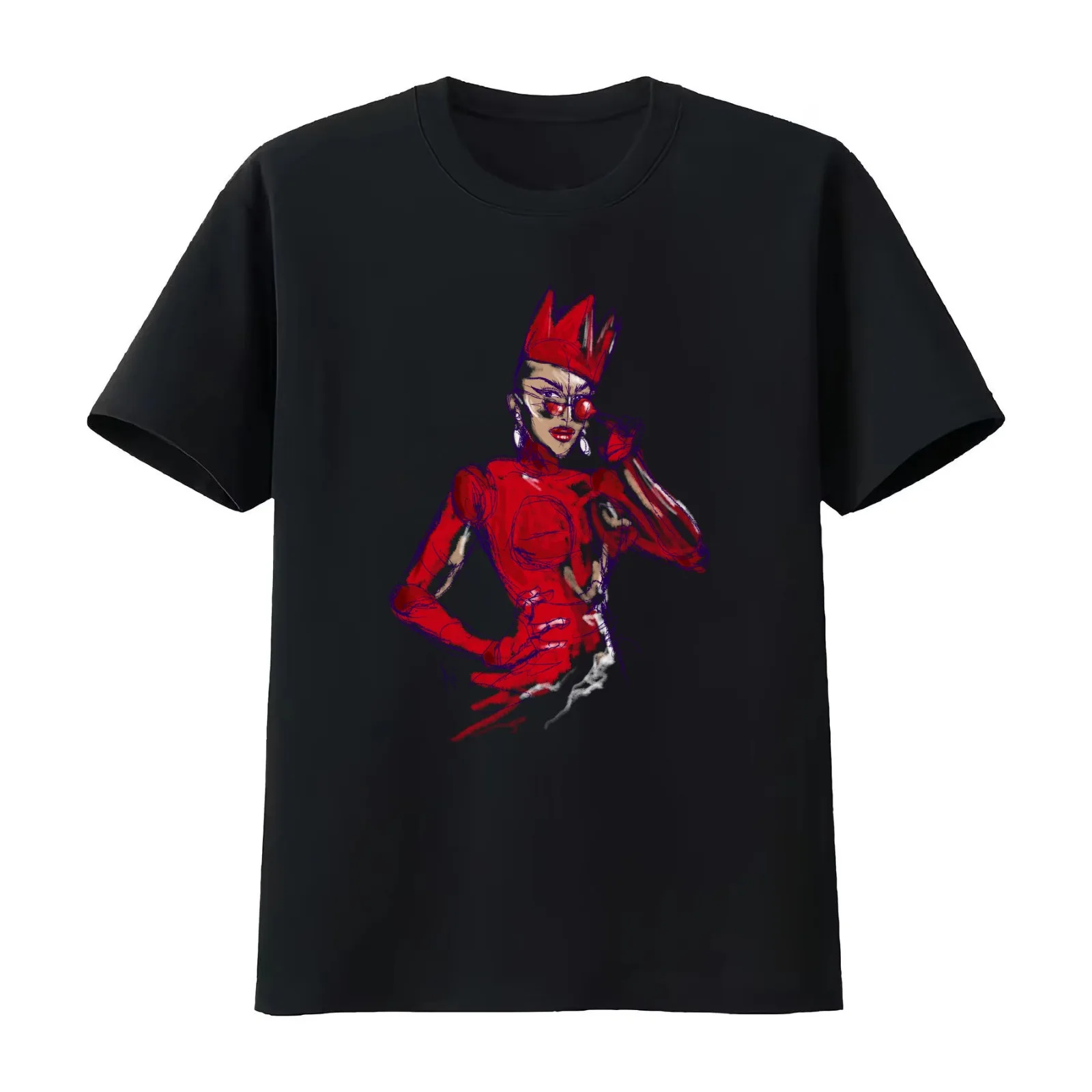 Sasha Velour T-Shirt Summer Casual Cotton Tee Oversized Streetwear Tops Vintage Graphic Print Loose Fit Short Sleeve