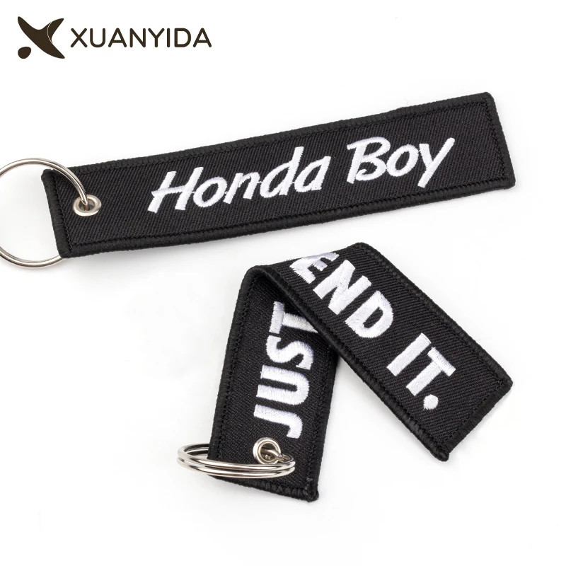 Customized Keychains Key Tag Label Embroidery Double-sided Customize Name Logo Pattern Numbers Key Ring Keychains Pendants