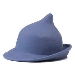 100% Wool Modern Witch Hat Halloween Winter Thick Warm Elegant Cap for Christmas Party Costume Accessories