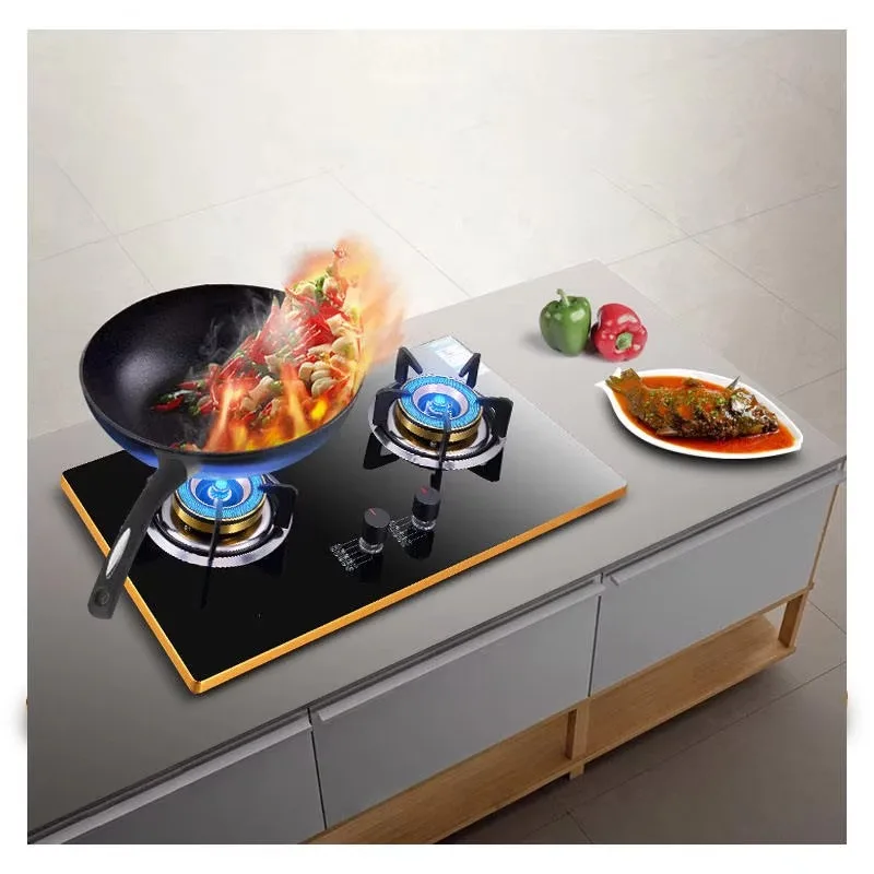 Home Appliance Kitchen Two burner Gas Stove Aluminum Alloy Edging Stove