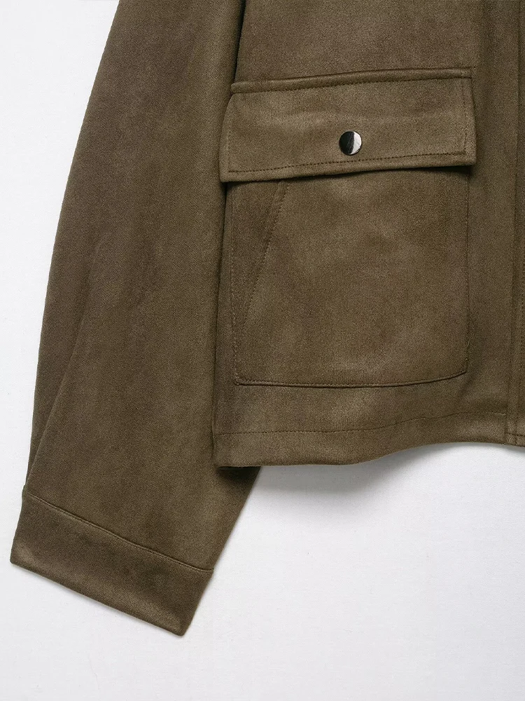 European and American style autumn new women's clothing fashionable and versatile solid color leather bomber jacket