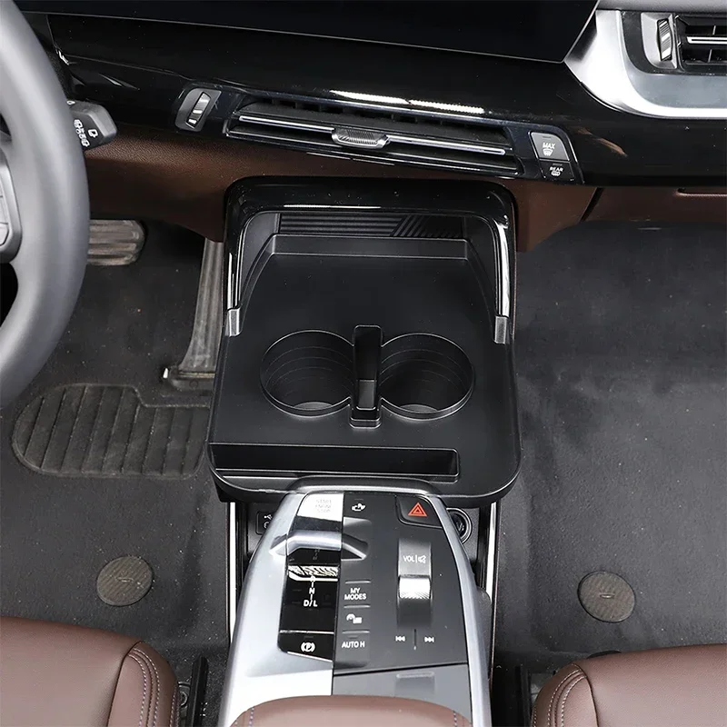 For BMW X1 U11 2023 2024 ABS black car center console tea cup holder storage box car accessories LHD
